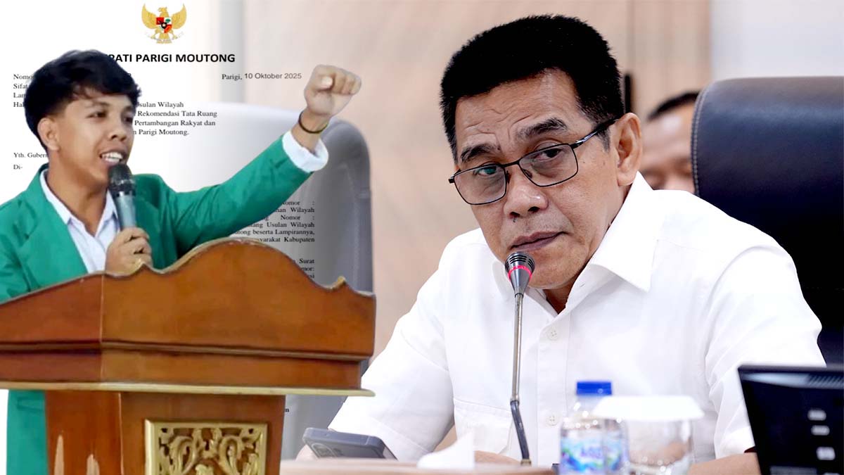 Satrio, perwakilan mahasiswa Parigi Moutong di Gorontalo, menyampaikan sikap tegas mendukung langkah Bupati Parigi Moutong yang membatalkan usulan Wilayah Pertambangan (WP) dan Wilayah Pertambangan Rakyat (WPR). Mahasiswa menegaskan agar kebijakan tersebut tidak berhenti di ranah administratif, melainkan dijalankan secara transparan dan berpihak pada rakyat. Foto: Dok, Konteks Sulawesi