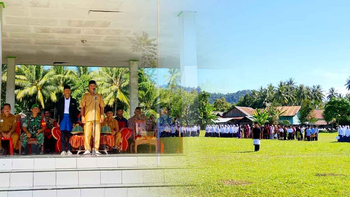 Para pelajar dan pemuda Desa Gio mengikuti upacara peringatan Hari Sumpah Pemuda ke-97 di lapangan utama desa, Kecamatan Moutong, Parigi Moutong, Senin (28/10/2025). Foto: Ist.
