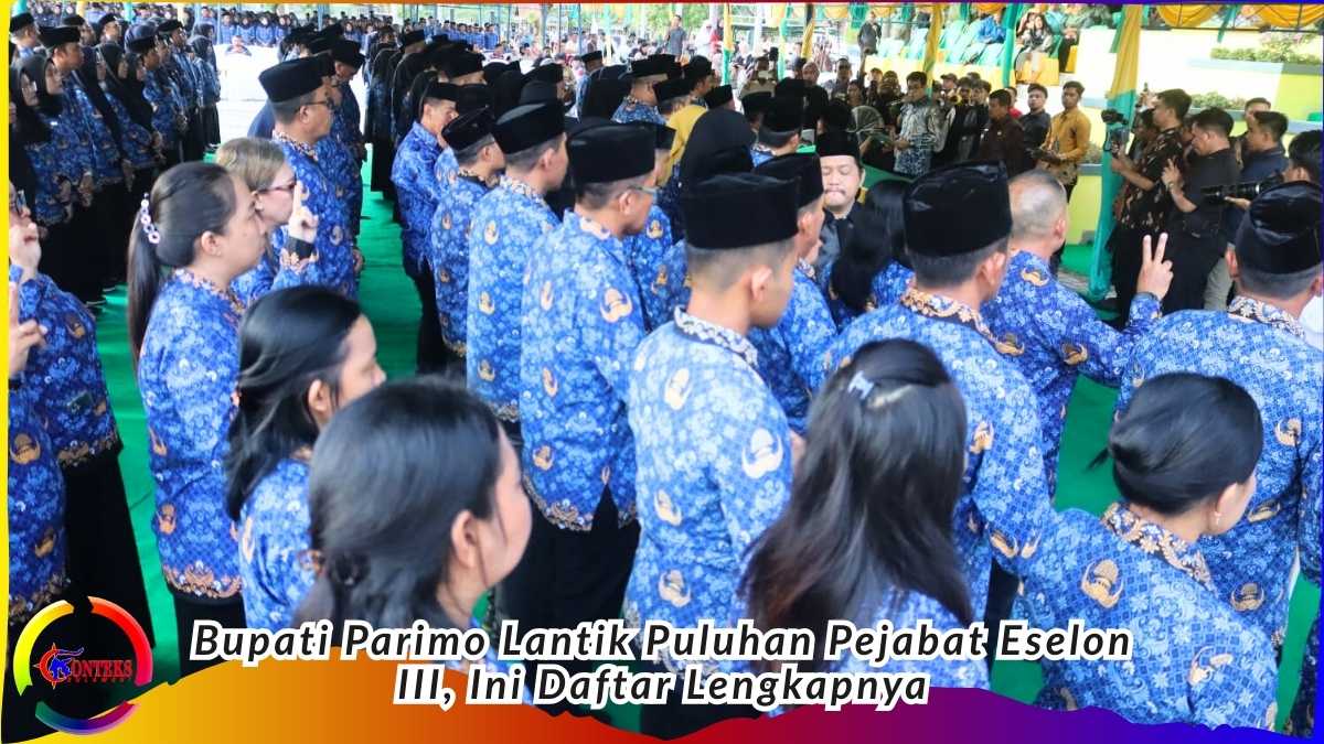 Keterangan Foto: Bupati Parigi Moutong Erwin Burase (tengah) melantik dan mengambil sumpah jabatan puluhan pejabat Eselon III di lingkungan Pemerintah Kabupaten Parigi Moutong, yang meliputi camat, sekretaris dinas, kepala bagian, serta kepala bidang OPD, di Parigi, Jumat (30/1/2026). Foto: Basrul Idrus