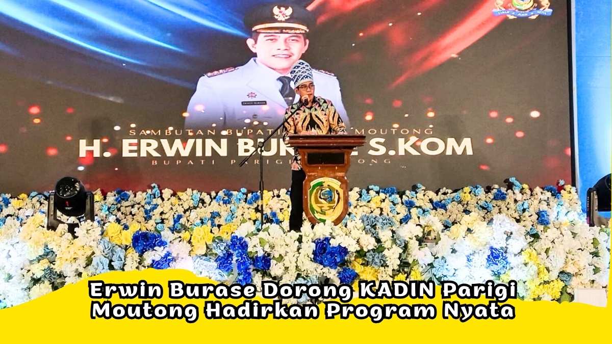 Keterangan Foto: Bupati Parigi Moutong Erwin Burase menyampaikan sambutan saat pelantikan pengurus KADIN Kabupaten Parigi Moutong periode 2026–2031 di Auditorium Kantor Bupati, Sabtu (24/1/2026). Foto: Diskominfo