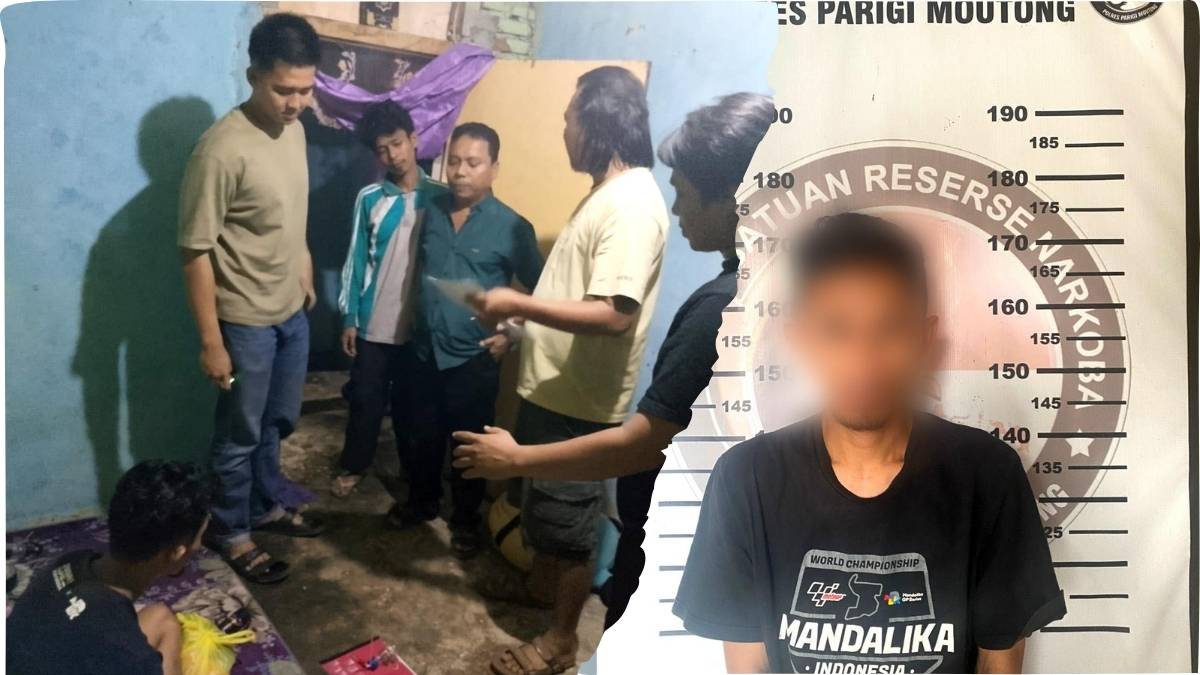 Keterangan Foto: Satresnarkoba Polres Parigi Moutong melakukan penggeledahan dan pengamanan tersangka kasus peredaran narkotika jenis sabu di Desa Bugis, Kecamatan Mepanga, Parigi Moutong, Kamis (15/1/2026) dini hari. Tersangka diamankan beserta barang bukti hasil pengungkapan kasus. (Foto: Humas Polres Parimo)
