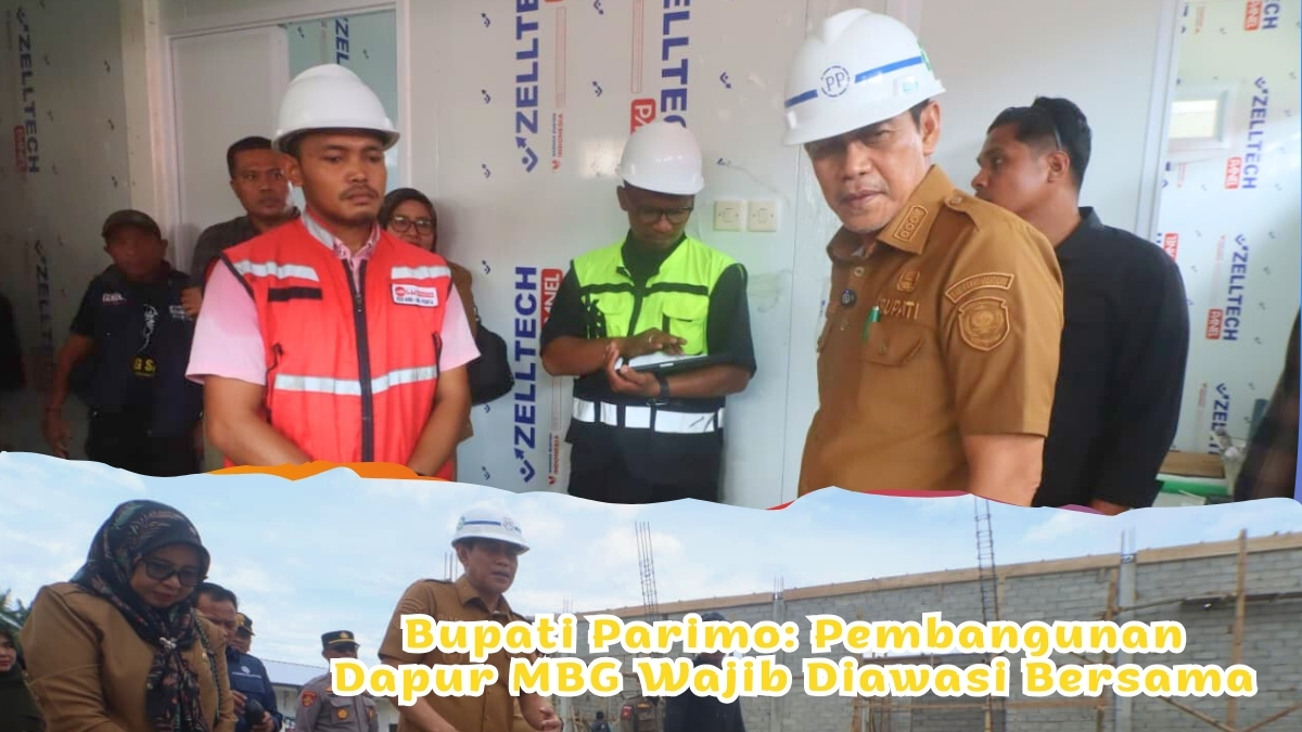 Keterangan Foto: Bupati Parigi Moutong, H. Erwin Burase, meninjau langsung progres pembangunan dapur Makanan Bergizi Gratis (MBG) di Kecamatan Sausu, Kabupaten Parigi Moutong, Sulawesi Tengah, Selasa (20/1/2026), guna memastikan pelaksanaan pembangunan berjalan sesuai target dan standar yang ditetapkan. Foto: Basrul Idrus