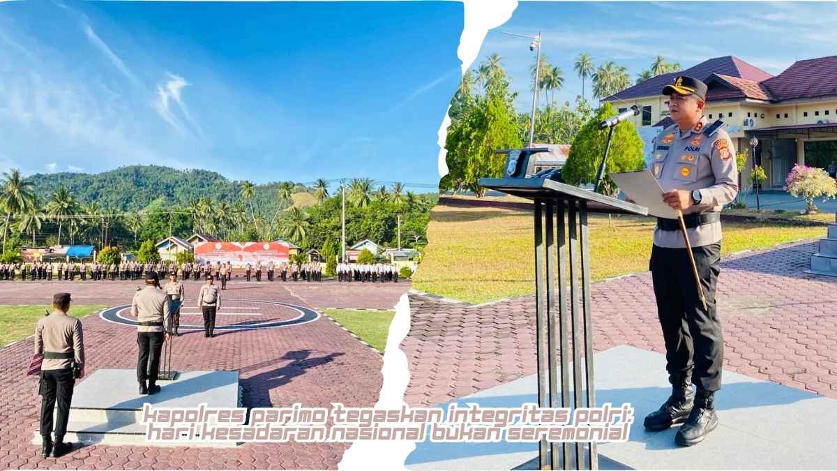 Keterangan Foto: Kapolres Parigi Moutong AKBP Dr. Hendrawan A.N., S.I.K., M.H., memimpin Upacara Hari Kesadaran Nasional Tahun 2026 di Lapangan Polres Parigi Moutong, Senin (19/1/2026), sekaligus menegaskan komitmen integritas dan profesionalisme Polri dalam pelayanan kepada masyarakat. Foto: Humas Polres Parimo