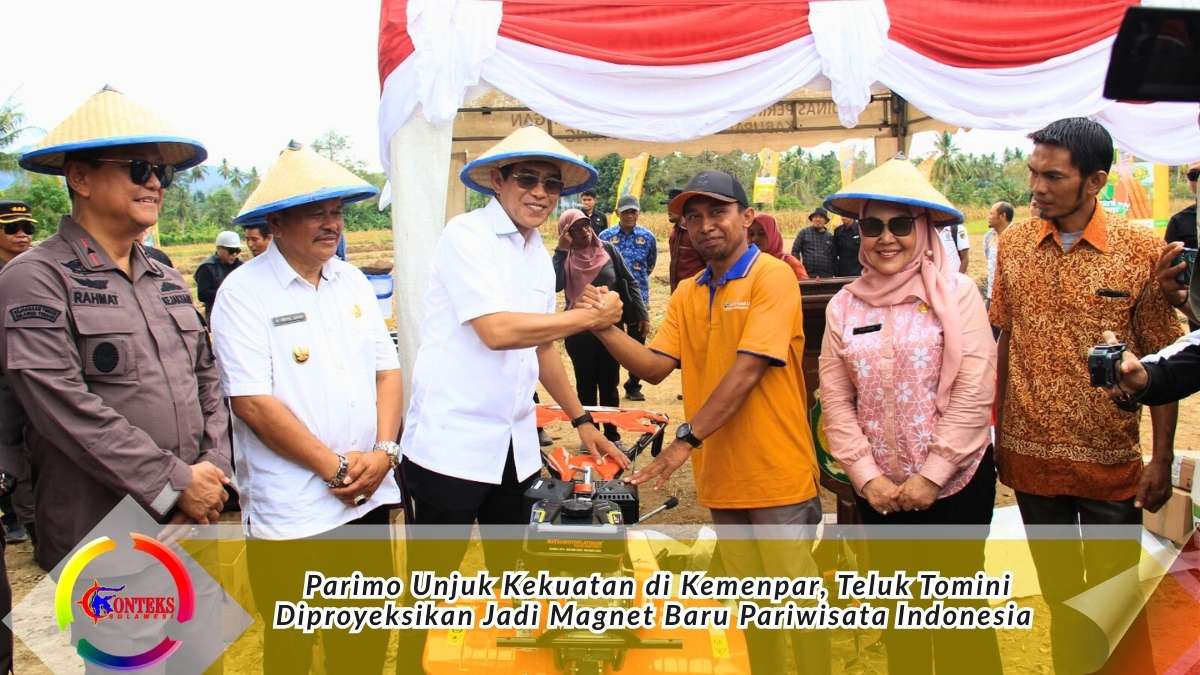 Keterangan Foto: Bupati Parigi Moutong bersama Kepala Kejati Sulawesi Tengah dan unsur Forkopimda menyerahkan bantuan alat cultivator kepada perwakilan kelompok tani saat kegiatan tanam jagung Program Jaksa Mandiri Pangan di Desa Lobu Mandiri, Kecamatan Parigi Barat, Kamis (12/02/2026). Foto: Diskominfo