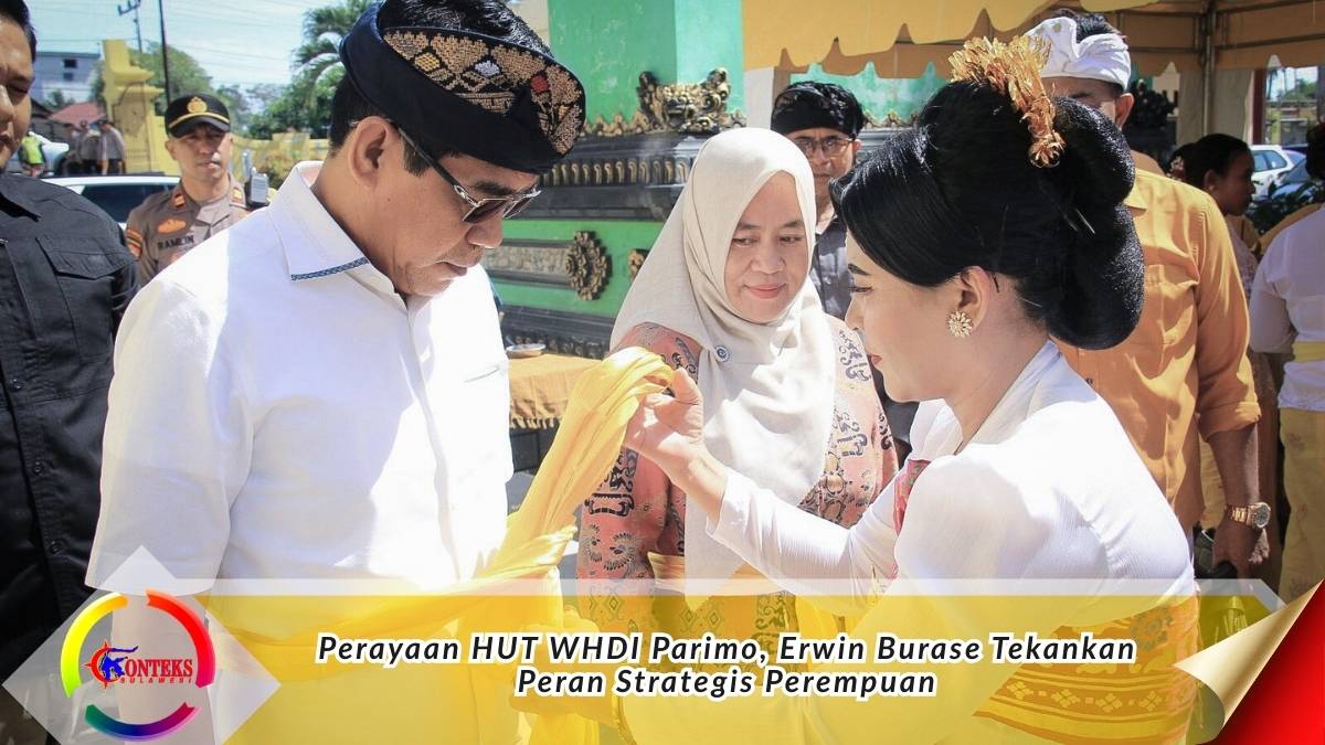 Keterangan foto: Bupati Parigi Moutong Erwin Burase menerima sambutan adat saat menghadiri peringatan HUT ke-38 Wanita Hindu Dharma Indonesia (WHDI) Kabupaten Parigi Moutong di Aula Yayasan Saraswati, Desa Tolai. Foto: Diskominfo