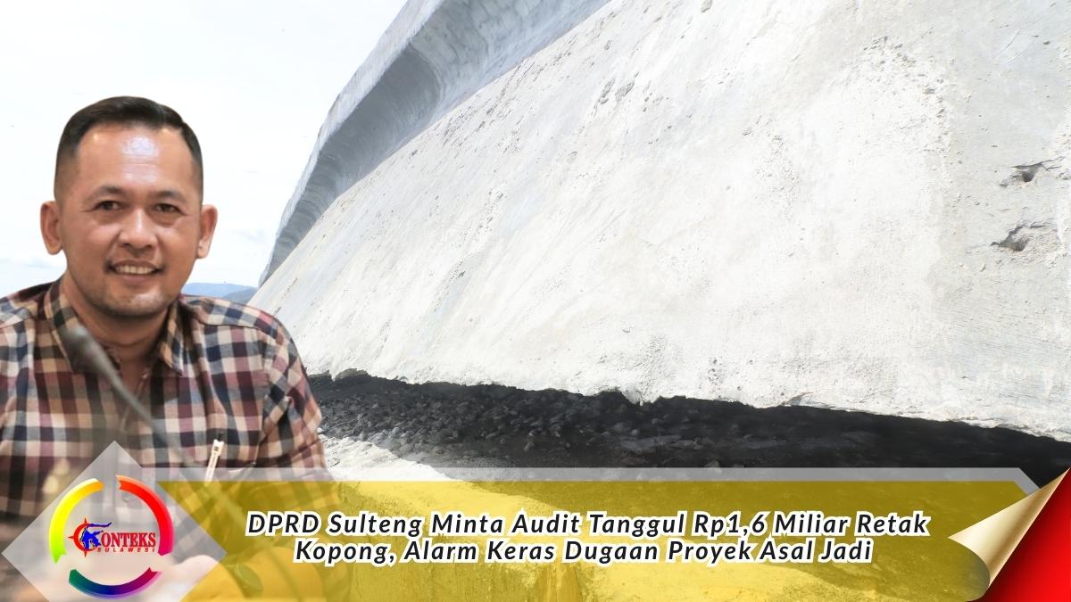 Keterangan foto: Kondisi tanggul pengaman pantai di Dusun II Desa Ulatan, Kecamatan Palasa, Kabupaten Parigi Moutong, terlihat mengalami retakan memanjang dan rongga pada bagian bawah konstruksi. Foto: Dok. Konteks Sulawesi/Basrul