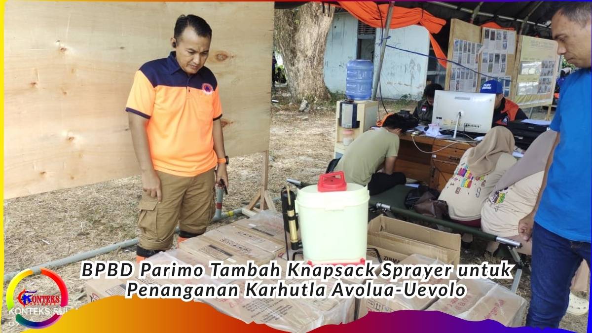 Keterangan Foto: Petugas gabungan memadamkan kebakaran hutan dan lahan menggunakan knapsack sprayer di Desa Uevolo, Kecamatan Siniu, Parigi Moutong, Sabtu (7/2/2026). BPBD setempat mengakui keterbatasan peralatan pemadaman di lapangan. Foto: Dok. Konteks Sulawesi/Tommy