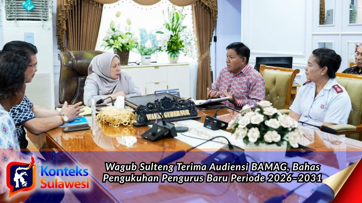 Wakil Gubernur Sulawesi Tengah, Reny A. Lamadjido, menerima audiensi pengurus Badan Musyawarah Antar Gereja (BAMAG) Provinsi Sulawesi Tengah di ruang kerjanya di Palu. Foto: Biro Adpim.