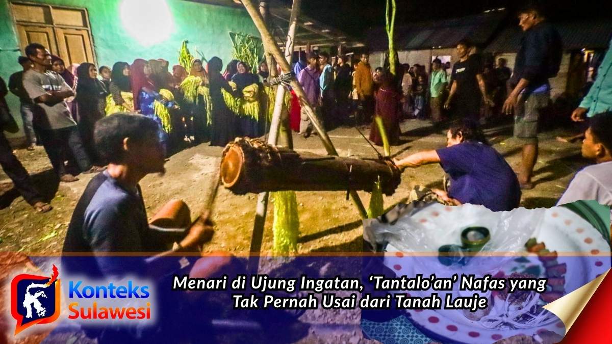 Warga masyarakat adat Lauje berkumpul dalam ritual Tantalo’an di Kecamatan Palasa, Parigi Moutong, Sulawesi Tengah. Di bawah cahaya malam, denting gimbal mengiringi tarian sakral yang sarat makna, menyatukan manusia, alam, dan leluhur dalam satu harmoni yang terus hidup lintas generasi. Foto: Basrul Idrus