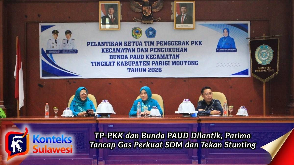Prosesi pelantikan Ketua TP-PKK dan Bunda PAUD kecamatan se-Kabupaten Parigi Moutong di Aula Kantor Bupati. Kegiatan ini menjadi langkah strategis memperkuat peran perempuan dalam pembangunan keluarga, pendidikan anak usia dini, dan peningkatan kualitas kesehatan masyarakat. Foto: Diskominfo