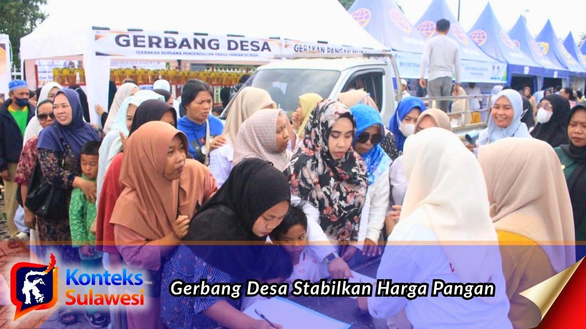Warga memadati lokasi Gerakan Bersama Pengendalian Harga Pangan di Desa (Gerbang Desa) yang digelar Dinas Ketahanan Pangan Kabupaten Parigi Moutong. Program pangan murah tersebut menyediakan berbagai kebutuhan pokok dengan harga di bawah pasar guna membantu menjaga daya beli masyarakat dan menstabilkan harga pangan. Foto: Aid Lumpati