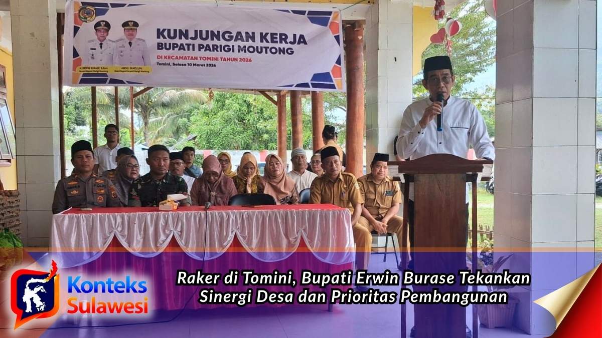 Bupati Parigi Moutong (Parimo), Erwin Burase, memimpin rapat kerja pemerintah daerah bersama pemerintah kecamatan dan desa di Kantor Camat Tomini. Foto: Diskominfo Parimo.