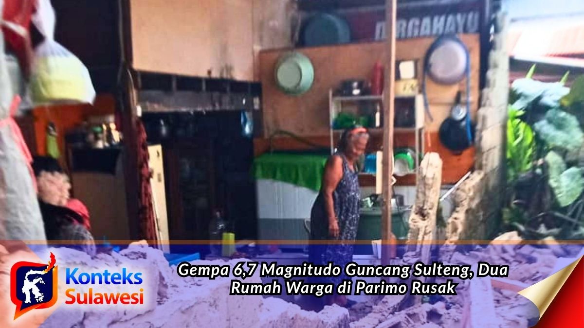 Kondisi salah satu rumah warga di Desa Boyantongo, Kecamatan Parigi Selatan, Kabupaten Parigi Moutong, yang mengalami kerusakan ringan akibat gempa bumi berkekuatan 6,7 magnitudo yang mengguncang Sulawesi Tengah, Selasa (16/6/2026). Foto: Dok. Pusdalops BPBD Parigi Moutong.