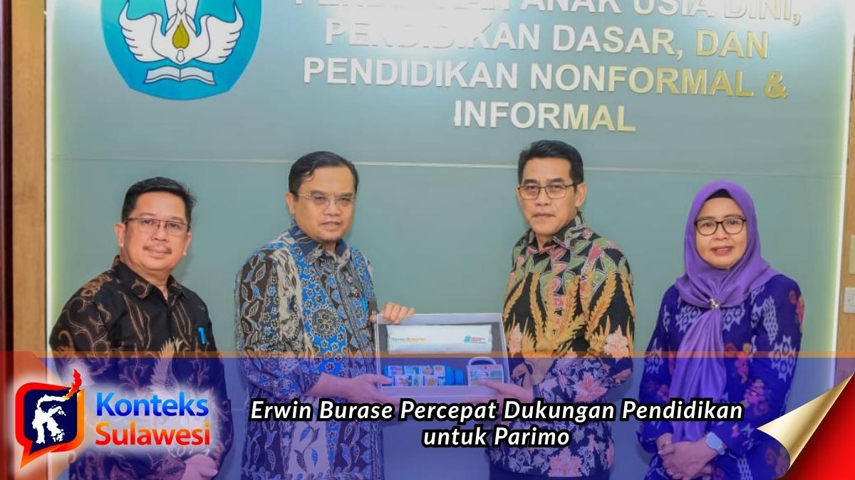 Bupati Parigi Moutong, H. Erwin Burase (kedua kanan), menyerahkan cendera mata kepada Direktur Jenderal PAUD, Pendidikan Dasar, dan Pendidikan Menengah Kementerian Pendidikan usai audiensi di Jakarta, Rabu (1/7/2026). Pertemuan tersebut membahas dukungan program pemerintah pusat untuk mempercepat peningkatan mutu pendidikan di Parigi Moutong. Foto: Prokopim Setda