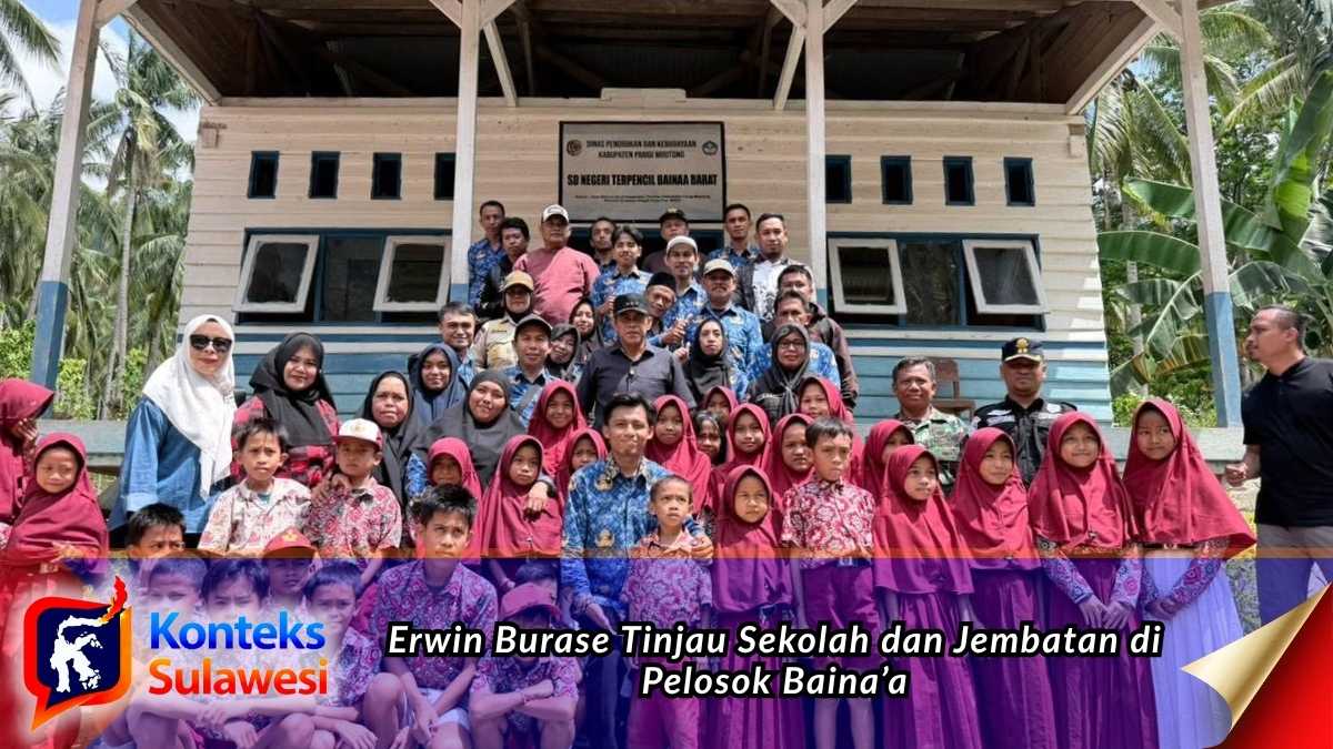 Bupati Parigi Moutong, H. Erwin Burase, berfoto bersama siswa, guru, dan warga usai meninjau SD Negeri Terpencil Bainaa Barat, Kecamatan Tinombo, Kamis (30/4/2026). Dalam kunjungan tersebut, Bupati memastikan percepatan rehabilitasi sekolah, penyediaan fasilitas belajar, serta peningkatan infrastruktur untuk mendukung akses pendidikan di wilayah terpencil. Foto: Diskominfo Parigi Moutong.