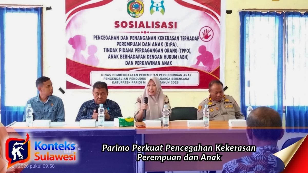 Narasumber dari DP3AP2KB Kabupaten Parigi Moutong (Parimo) menyampaikan materi dalam sosialisasi pencegahan kekerasan terhadap perempuan dan anak, TPPO, ABH, serta pencegahan perkawinan anak yang digelar di sejumlah kecamatan. Foto: Diskominfo Parigi Moutong.