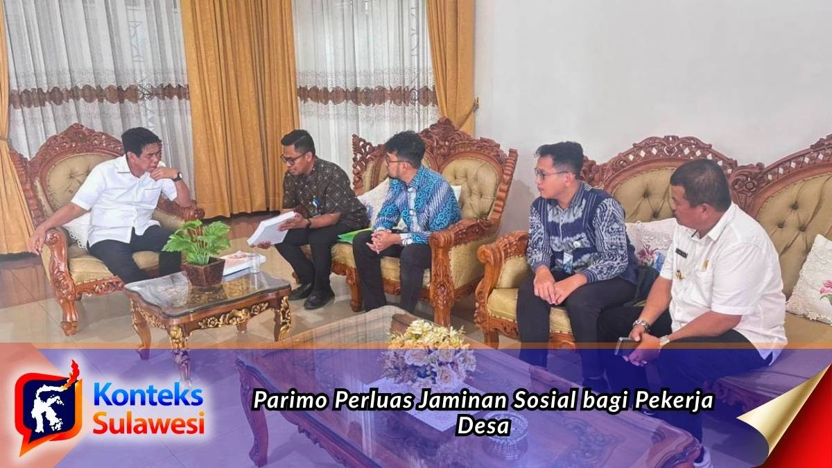 Bupati Parigi Moutong, H. Erwin Burase, didampingi Wakil Bupati H. Abdul Sahid menerima audiensi bersama BPJS Ketenagakerjaan terkait kerja sama perluasan jaminan sosial bagi pekerja kelembagaan desa dan pekerja rentan Tahun 2026 di Rumah Jabatan Bupati Parigi Moutong. Foto: Diskominfo Parigi Moutong.