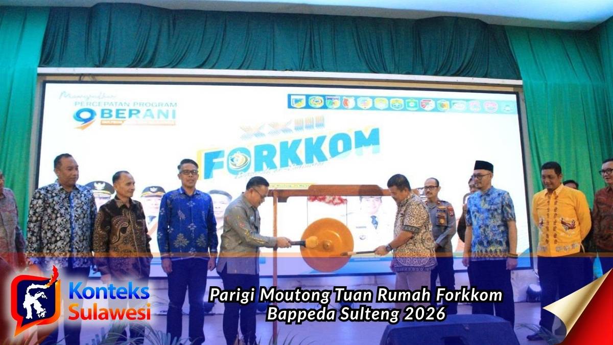 Asisten II Bidang Perekonomian dan Pembangunan Provinsi Sulawesi Tengah mewakili Gubernur Sulawesi Tengah (Sulteng), Rudy Dewanto, didampingi Wakil Bupati Parigi Moutong (Parimo) serta jajaran kepala Bappeda kabupaten/kota, membuka secara resmi Forum Koordinasi dan Komunikasi (Forkkom) Bappeda se-Sulawesi Tengah ke-XXIII Tahun 2026 di Auditorium Kantor Bupati Parigi Moutong, Selasa malam (31/3/2026). Foto: Diskominfo Parigi Moutong.