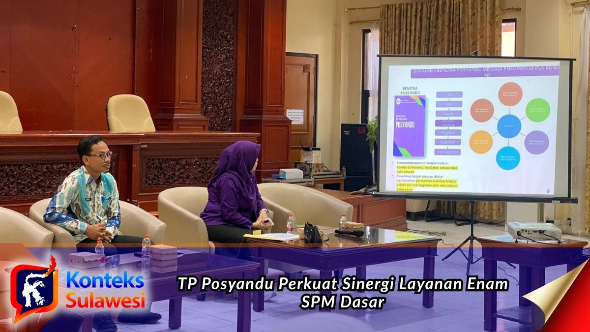 Ketua TP Posyandu Kabupaten Parigi Moutong (Parimo), Hestiwati Nanga, memimpin rapat koordinasi bersama Organisasi Perangkat Daerah (OPD) terkait implementasi Transformasi Posyandu Enam Standar Pelayanan Minimal (SPM) di Aula Lantai II Kantor Bupati Parigi Moutong, Kamis (23/4/2026). Rapat ini bertujuan memperkuat sinergi lintas sektor dalam mengoptimalkan pelayanan dasar kepada masyarakat melalui transformasi Posyandu. (Foto: Diskominfo Parigi Moutong).