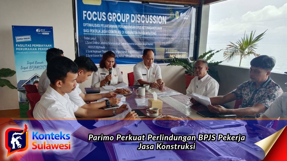 Asisten Bidang Perekonomian dan Pembangunan Kabupaten Parigi Moutong (Parimo), Aswini Dimpel, membuka Focus Group Discussion (FGD) Optimalisasi Perlindungan BPJS Ketenagakerjaan bagi Pekerja Jasa Konstruksi di RM Lebo Beach, Rabu (6/5/2026). (Foto: Diskominfo Parigi Moutong).