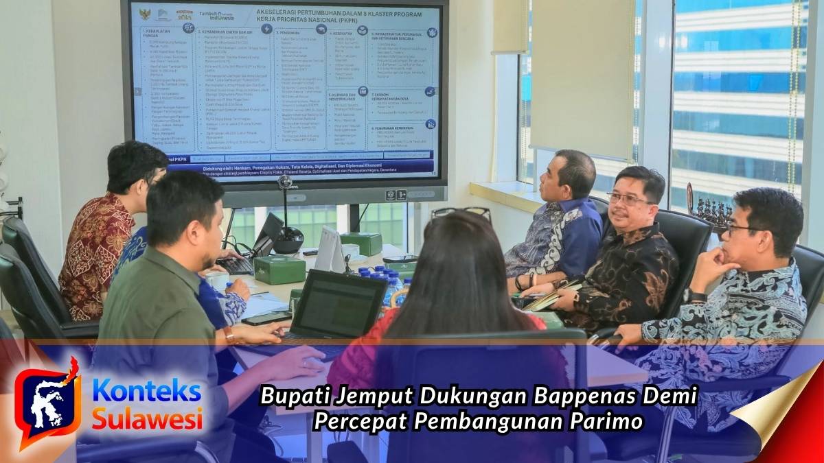 Bupati Parigi Moutong H. Erwin Burase bersama jajaran OPD saat mengikuti audiensi dengan Bappenas RI di Jakarta guna menyelaraskan program prioritas daerah dengan pembangunan nasional. Foto: Diskominfo Parigi Moutong.