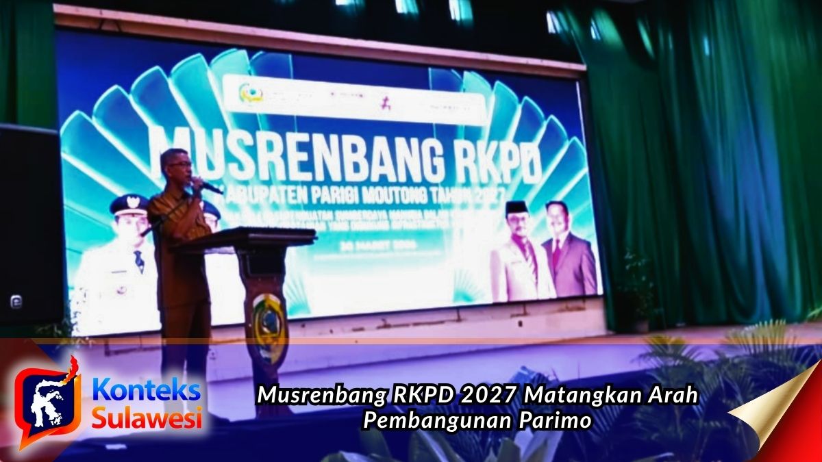 Iqbal Karim selaku Ketua Panitia Musrenbang RKPD 2027 menyampaikan laporan pelaksanaan Musrenbang RKPD Kabupaten Parigi Moutong di Auditorium Kantor Bupati. Foto: MRP.