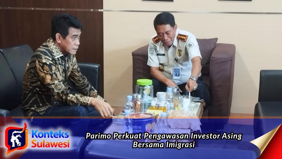 Bupati Parigi Moutong H. Erwin Burase melakukan audiensi dan koordinasi dengan Kepala Kantor Imigrasi Kelas I TPI Palu, Muhammad Akmal, membahas penguatan pengawasan orang asing, penataan investasi, serta rencana pembentukan Tim Pengawasan Orang Asing (Tim Pora) dan pembangunan kantor perwakilan imigrasi di Kabupaten Parigi Moutong. Foto: Diskominfo Parigi Moutong.