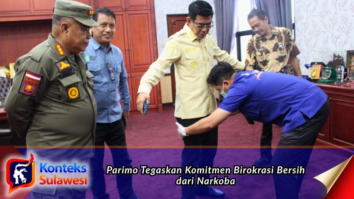 Bupati Parigi Moutong H. Erwin Burase mengikuti pemeriksaan tes urine bersama jajaran sebagai bentuk komitmen mewujudkan birokrasi bersih dan bebas narkoba. Foto: Diskominfo Parigi Moutong.