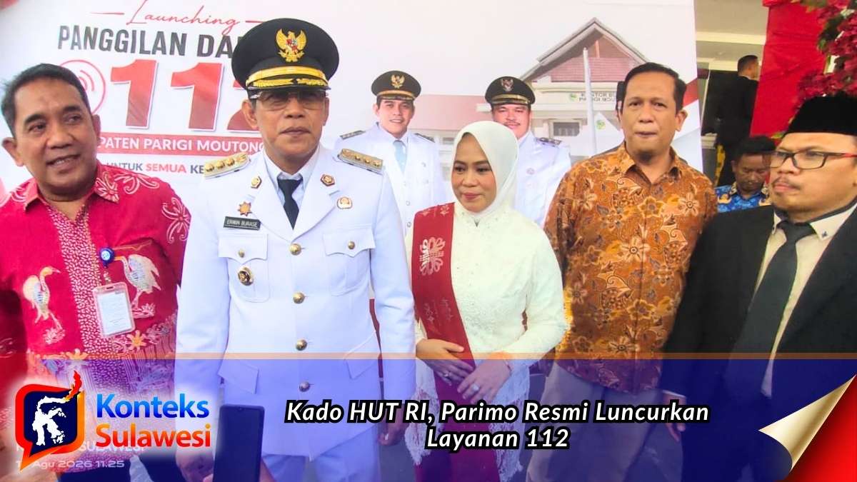 Bupati Parigi Moutong, Erwin Burase, bersama Ketua TP-PKK Kabupaten Parigi Moutong, Hj. Hestiwati Nanga, dan Direktorat Jenderal Infrastruktur Digital, Kementerian Komunikasi dan Digital (Komdigi) terkait usai peluncuran layanan panggilan darurat 112 dalam momentum HUT ke-81 Kemerdekaan Republik Indonesia. Foto: Tommy Noho