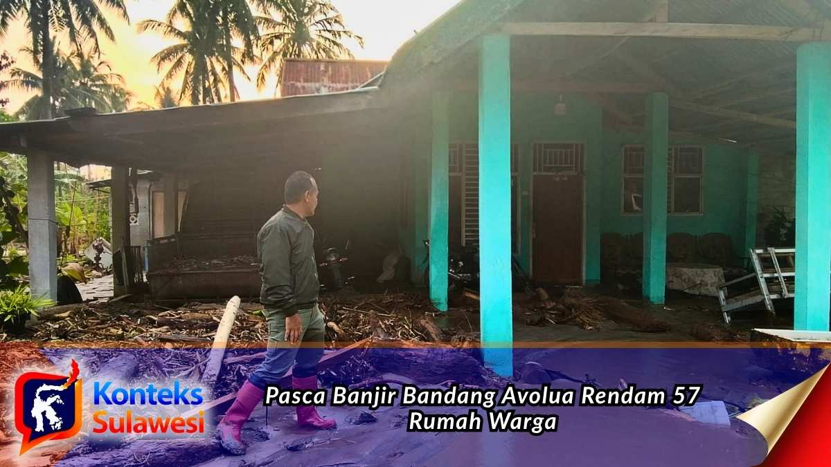 Banjir bandang merendam permukiman warga Desa Avolua, Kecamatan Parigi Utara, Kabupaten Parigi Moutong, setelah hujan berintensitas tinggi menyebabkan air sungai meluap ke jalan dan rumah warga. Foto: Dokumentasi BPBD Parigi Moutong.