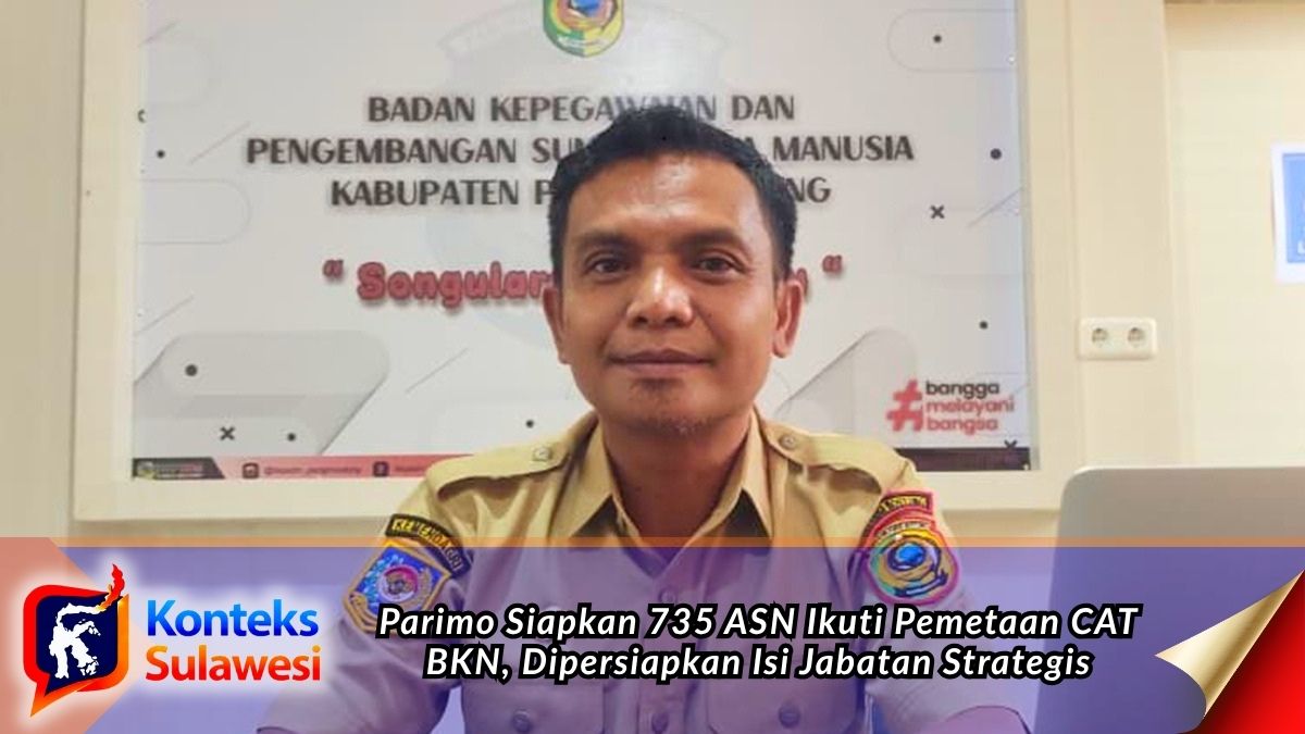 Plt Kepala BKPSDM Kabupaten Parigi Moutong Aktorismo Kay saat menyampaikan informasi terkait pelaksanaan pemetaan potensi dan kompetensi ASN melalui metode CAT BKN yang dijadwalkan berlangsung 7–16 September 2026 di Kantor UPT BKN Palu. Foto: Dok. Konteks Sulawesi.