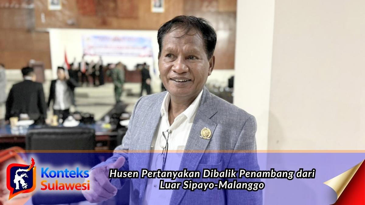 Husen Marjengi menyampaikan sorotan dan mempertanyakan aktivitas penambangan dari luar daerah serta dugaan adanya oknum yang membekingi tambang di Sipayo dan Malanggo dalam rapat paripurna DPRD Kabupaten Parigi Moutong, Senin (31/08/2026). Foto: Konteks Sulawesi.