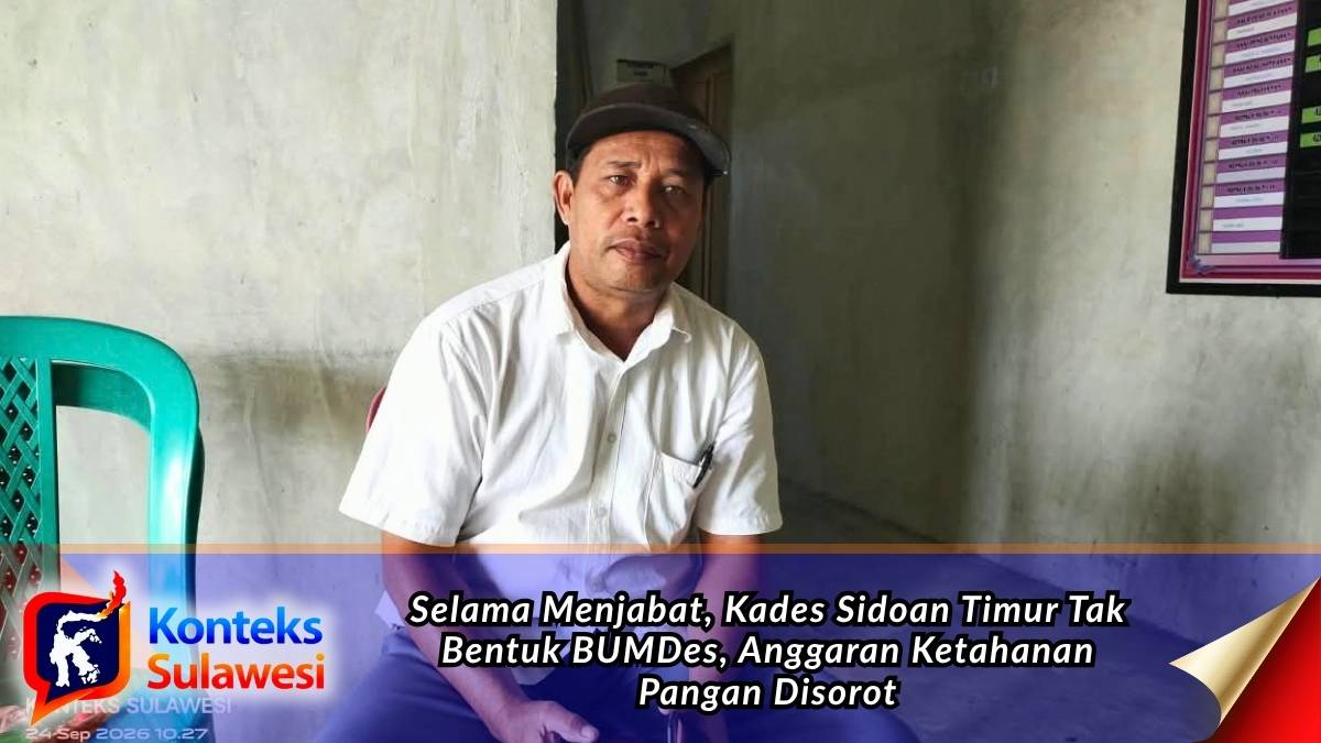 Kepala Desa Sidoan Timur Yusran Marjauna saat memberikan keterangan terkait belum terbentuknya BUMDes di desanya. Foto: Tommy Noho