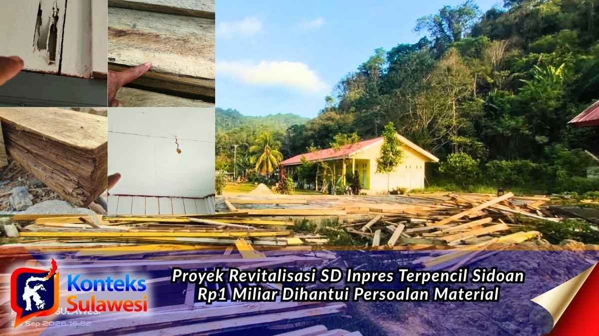Kondisi material kayu pada proyek revitalisasi SD Inpres 4 Terpencil Sidoan yang menjadi sorotan. Foto: Tommy Noho
