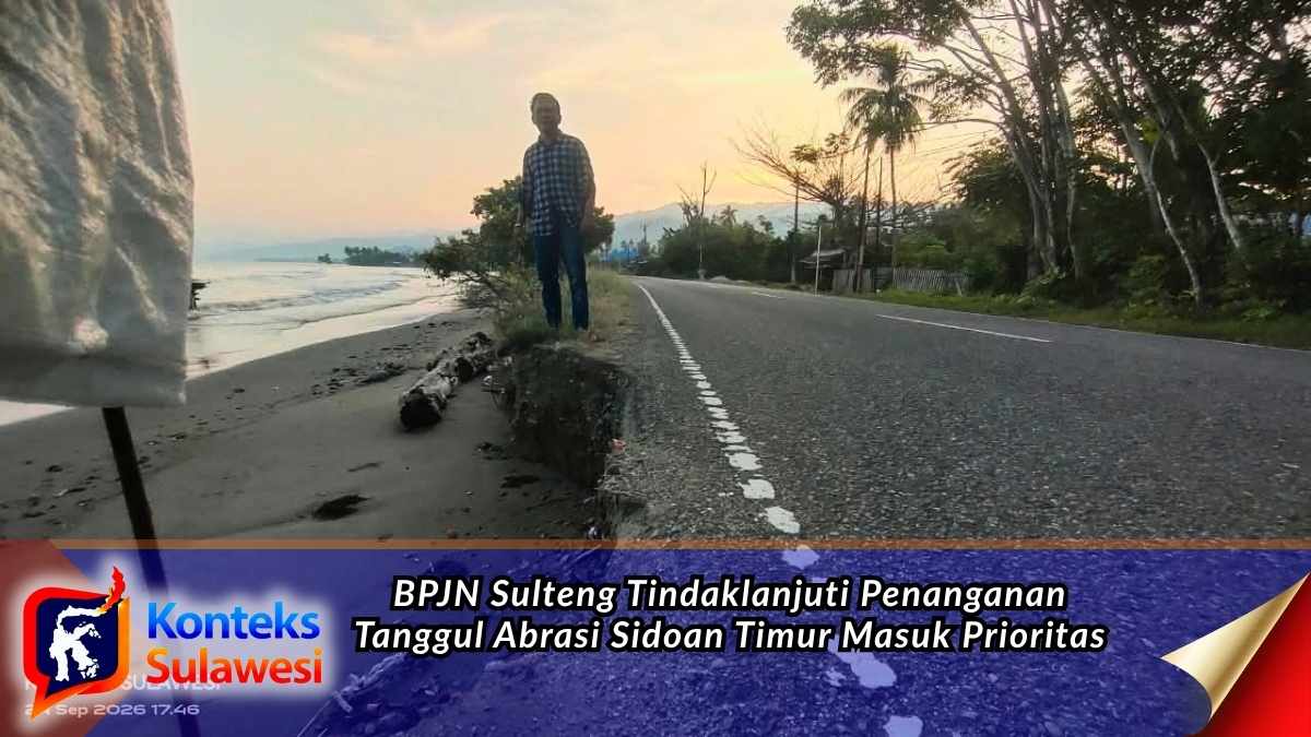 Kondisi tanggul abrasi di Desa Sidoan Timur yang diharapkan menjadi prioritas penanganan BPJN Sulawesi Tengah tahun depan. Foto: Tommy Noho