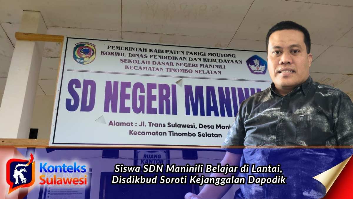 Kepala Bidang Manajemen Sekolah Dasar Disdikbud Parigi Moutong, Ibrahim, S.E., M.A.P., memberikan penjelasan terkait persoalan siswa SDN Maninili yang terpaksa belajar di lantai teras ruang guru serta pentingnya kesesuaian data Dapodik dengan kondisi nyata sekolah, Senin (12/10/2026). FOTO: KONTEKS SULAWESI