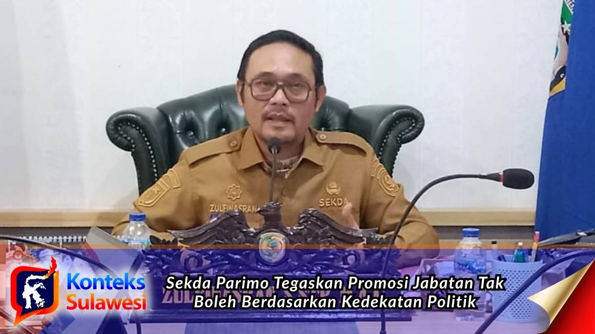 Sekretaris Daerah Kabupaten Parigi Moutong, Zulfinasran, S.STP., M.A.P., saat memimpin Rapat Evaluasi Kesiapan Penerapan Manajemen Talenta secara virtual melalui Zoom Meeting dari ruang rapat Sekda, Kantor Bupati Parigi Moutong, Senin (12/10/2026). Foto: