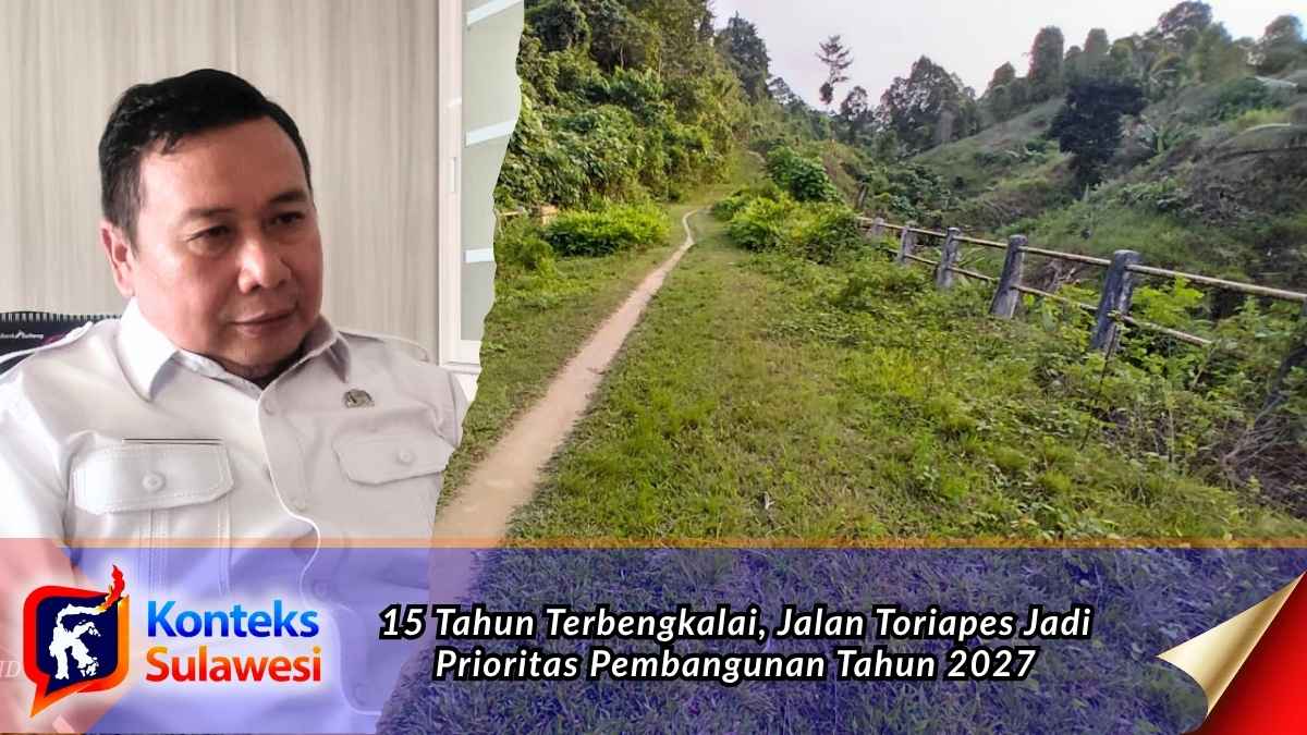 Kondisi jembatan menuju Dusun Toriapes, Desa Kasimbar, Kecamatan Kasimbar, Kabupaten Parigi Moutong (Parimo), yang selama lebih dari 15 tahun belum didukung akses jalan memadai. Pemerintah daerah memprioritaskan pembukaan jalan penghubung tersebut pada 2027 melalui peluang pendanaan DBH Sawit. Foto: Tommy Noho