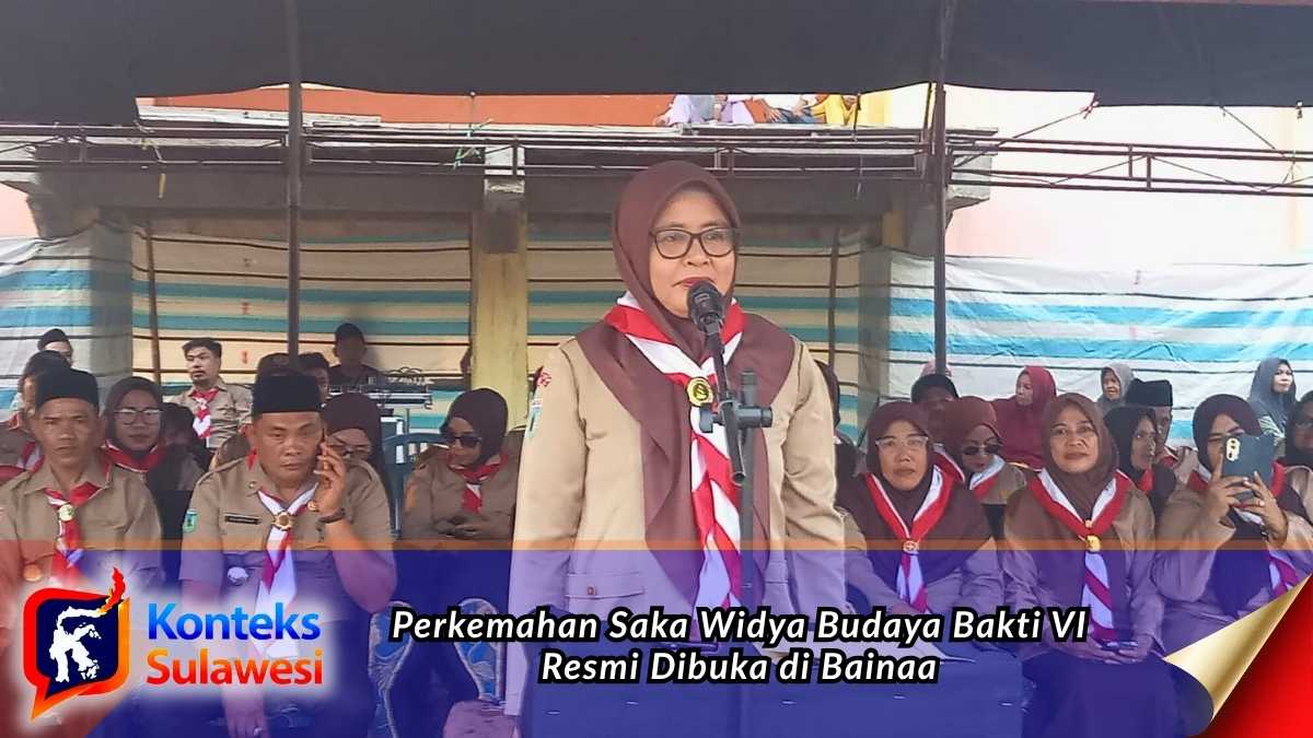 Upacara pembukaan Perkemahan Saka Widya Budaya Bakti ke-VI di Lapangan Desa Bainaa, Kecamatan Tinombo, Kabupaten Parigi Moutong, Jumat (16/10/2026). Kegiatan ini diikuti ratusan pelajar untuk mengembangkan keterampilan kepramukaan, membentuk karakter, dan melestarikan seni budaya. FOTO: KONTEKS SULAWESI/Iskandar Miu