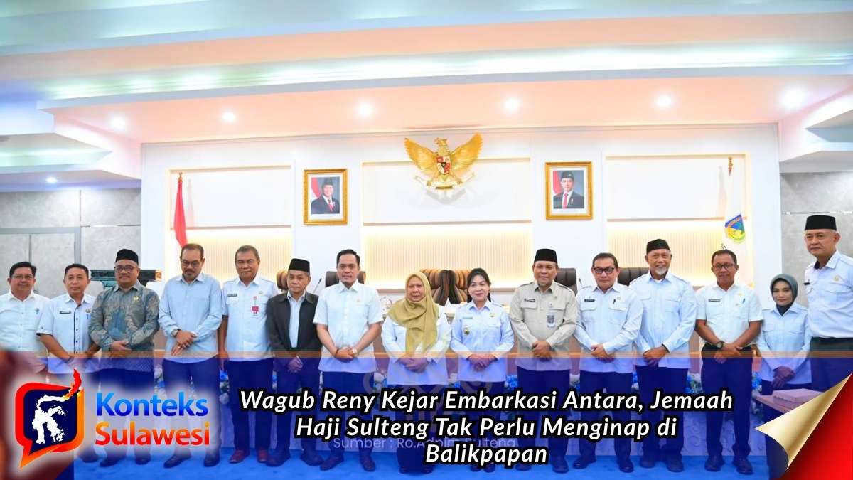 Wakil Gubernur Sulawesi Tengah, dr. Reny A. Lamadjido, Sp.PK., M.Kes., membuka Rapat Koordinasi Penyelenggaraan Haji 1448 H/2027 di Ruang Polibu, Kantor Gubernur Sulawesi Tengah, Rabu (21/10/2026). Rakor membahas usulan Embarkasi Antara serta perubahan skema pembiayaan haji tahun 2027. Foto: Biro Administrasi Pimpinan Setdaprov Sulteng.